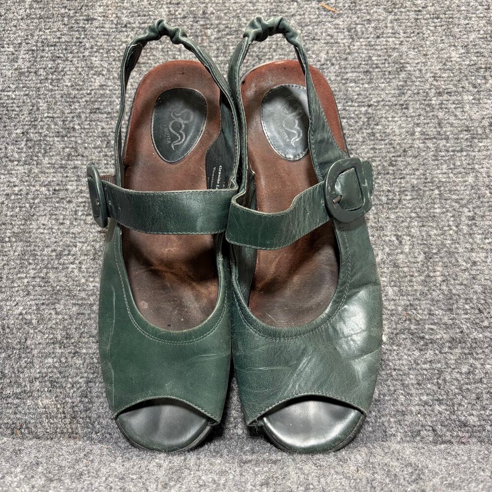 Gravity Defyer Green Leather Orthopedic Comfort Slingback Sandals Women 10 VTG